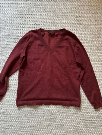 ONLY Damen Strickpullover Gr. S Bordeaux – V-Ausschnitt