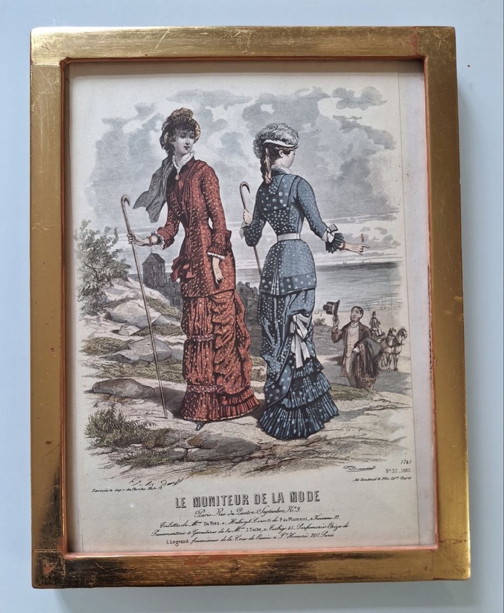 Arts picturaux & lithographies: Bild alt Paris Mode vergoldet Lithographie – D'occasion à Jona par HappyHappyHappyHappy