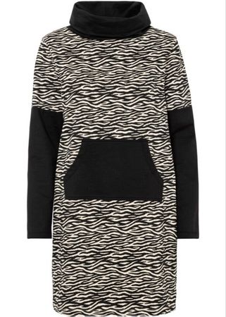 Schönes Kleid Shirt Kleid schwarz/ beige 100% Bio Baumwolle