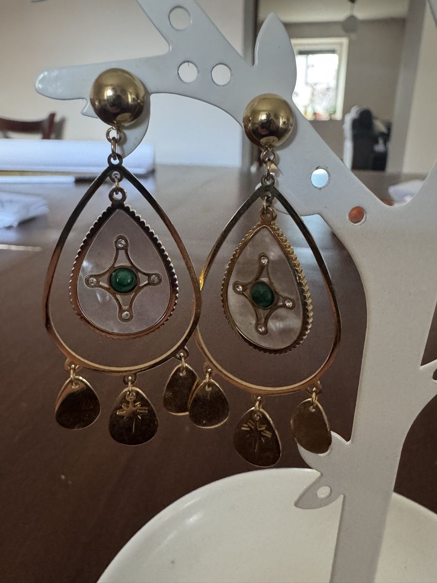 Orecchini pendenti & Orecchini a lobo: Boucles d'oreilles pendantes dorées et vertes – Nuovo (secondo la descrizione) da Sion venduto da car_pxm2