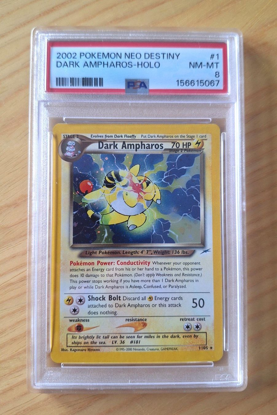 Pokémon Carte collezionabili: Dark Ampharos #1 Pokemon Neo Destiny PSA 8 – Nuovo e nell'imballaggio originale da Sugiez venduto da eLCangri90