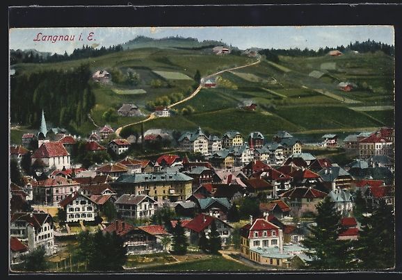 Cartes postales: AK Langnau i. E., Teilansicht mit Kirche – D'occasion à Berlin par bartko-reher