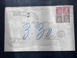 Sitzende Helvetia Nr. 30 + 38 sur Lettre Obl. BRUGG