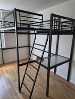 Hochbett Metall schwarz mit Schreibtisch inklusive Matratze