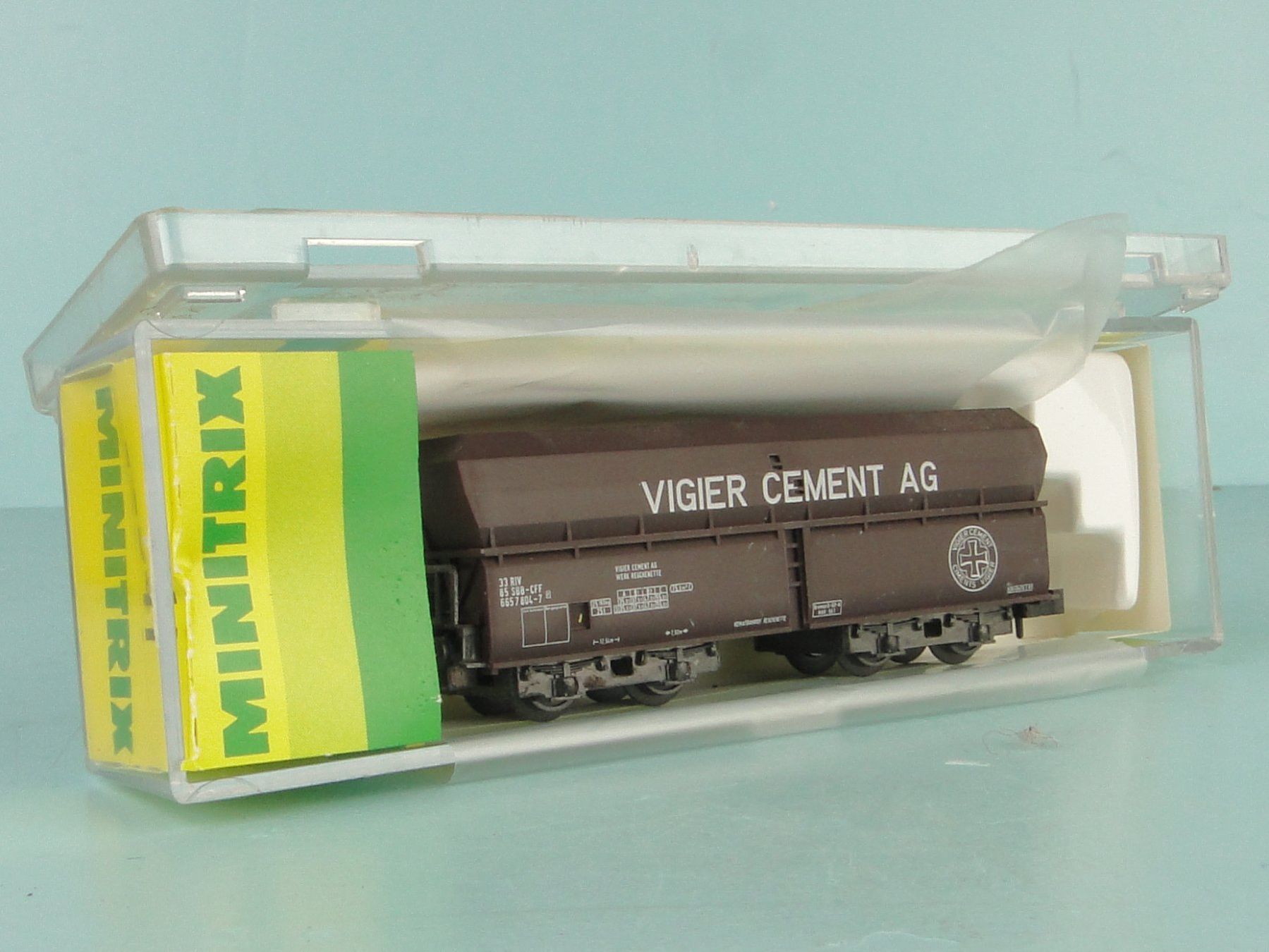 Trix Modellini di ferrovie: Minitrix 13541 Vigier Cementwagen – Usato da Bülach venduto da Albitrain 2