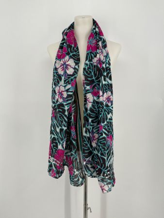 Schal mit Blumen Muster und Pailletten