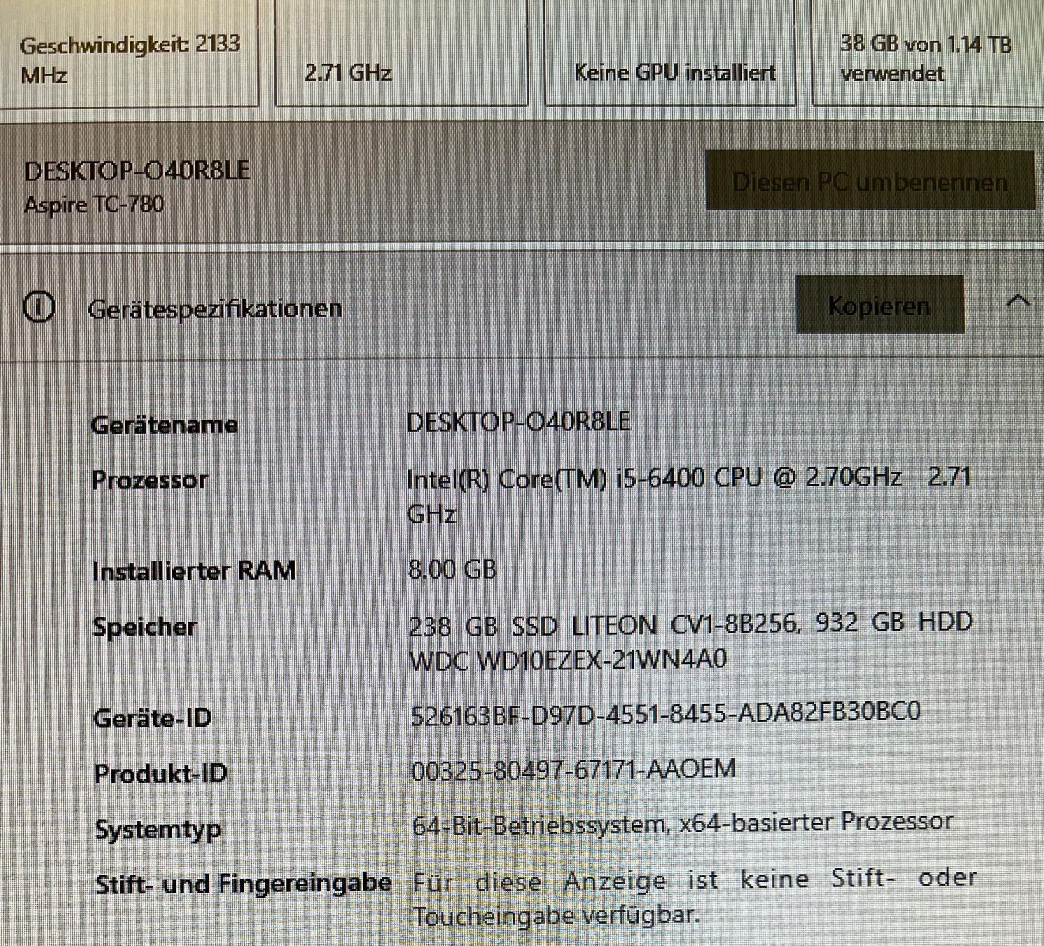 Acer PC: Acer Aspire TC-780 – Usato da Walchwil venduto da Mokote1 3