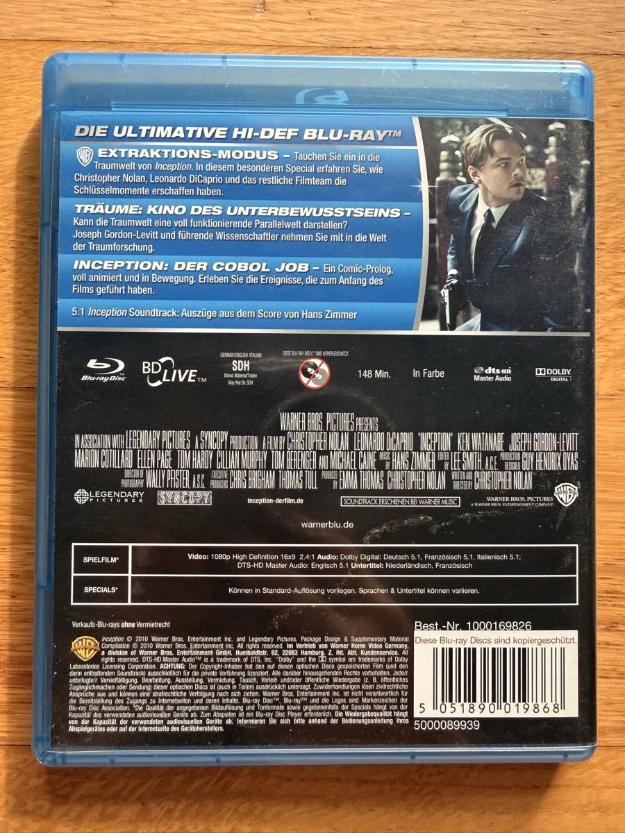 Tutti i DVDs: Inception (2010) Blu-ray Christopher Nolan DiCaprio – Usato da Kölliken venduto da nerdorado 1