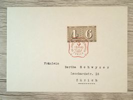 TR56 Enveloppe + Timbre Suisse 1943