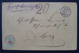 1885, Portomarke 19B auf Brief von BERN nach SPIEZ BE