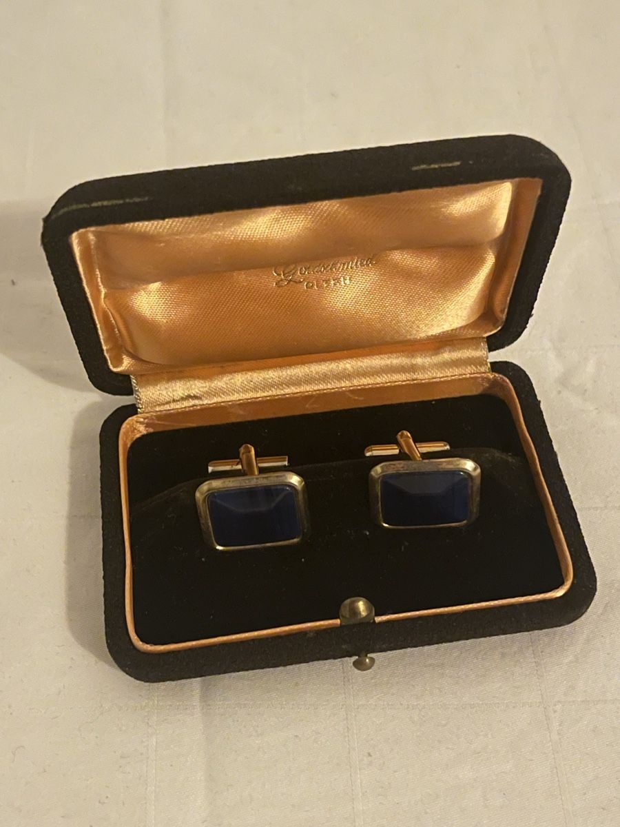 Gemelli: Vintage Manschettenknöpfe Gold Blau – Usato da Küsnacht ZH venduto da joe_v6z5