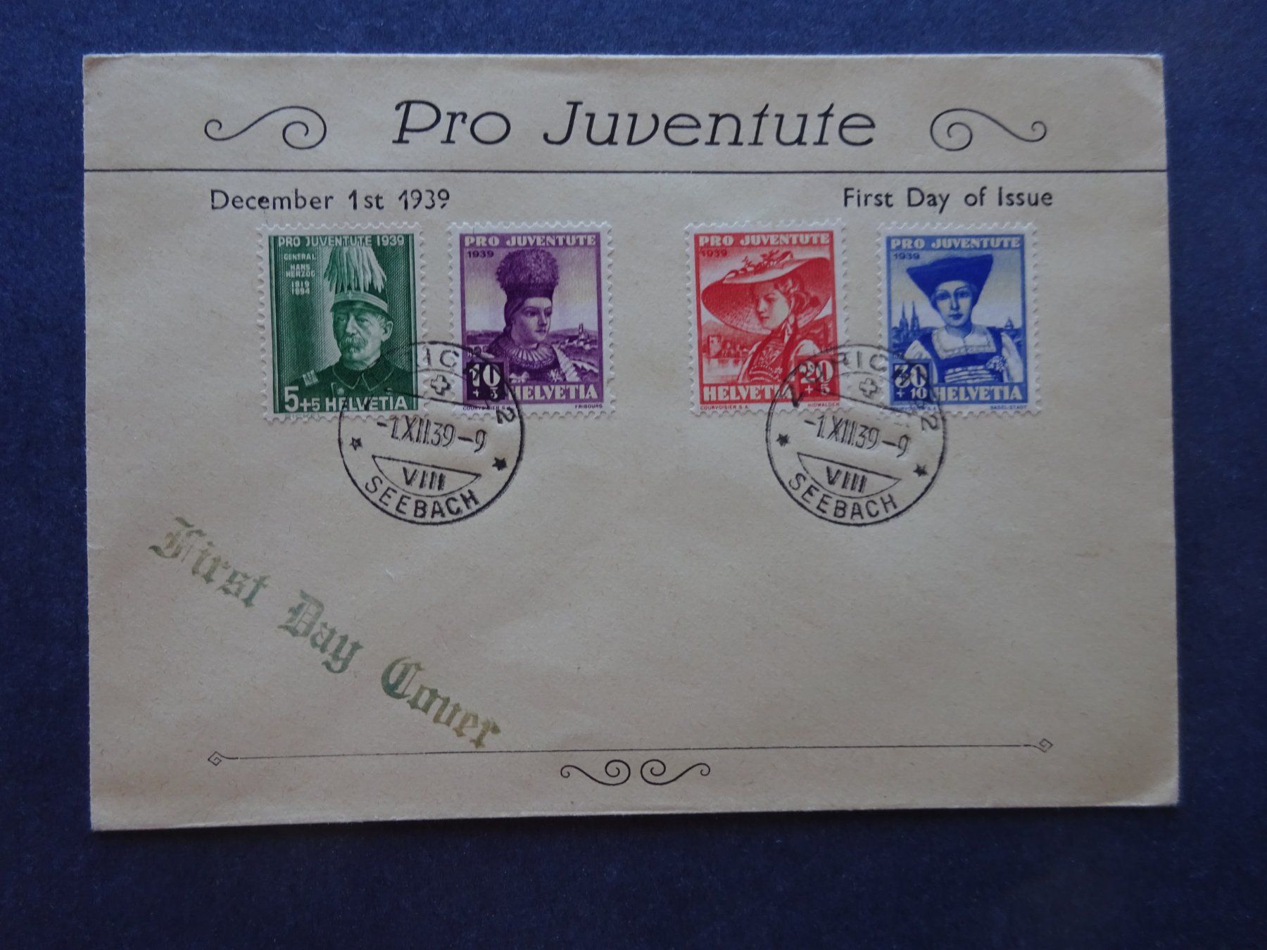 Tutti i francobolli: 1939 Pro Juventute FDC mit glasklaren Stempel - Adresslos – Usato da Appenzell-Steinegg venduto da adi1975