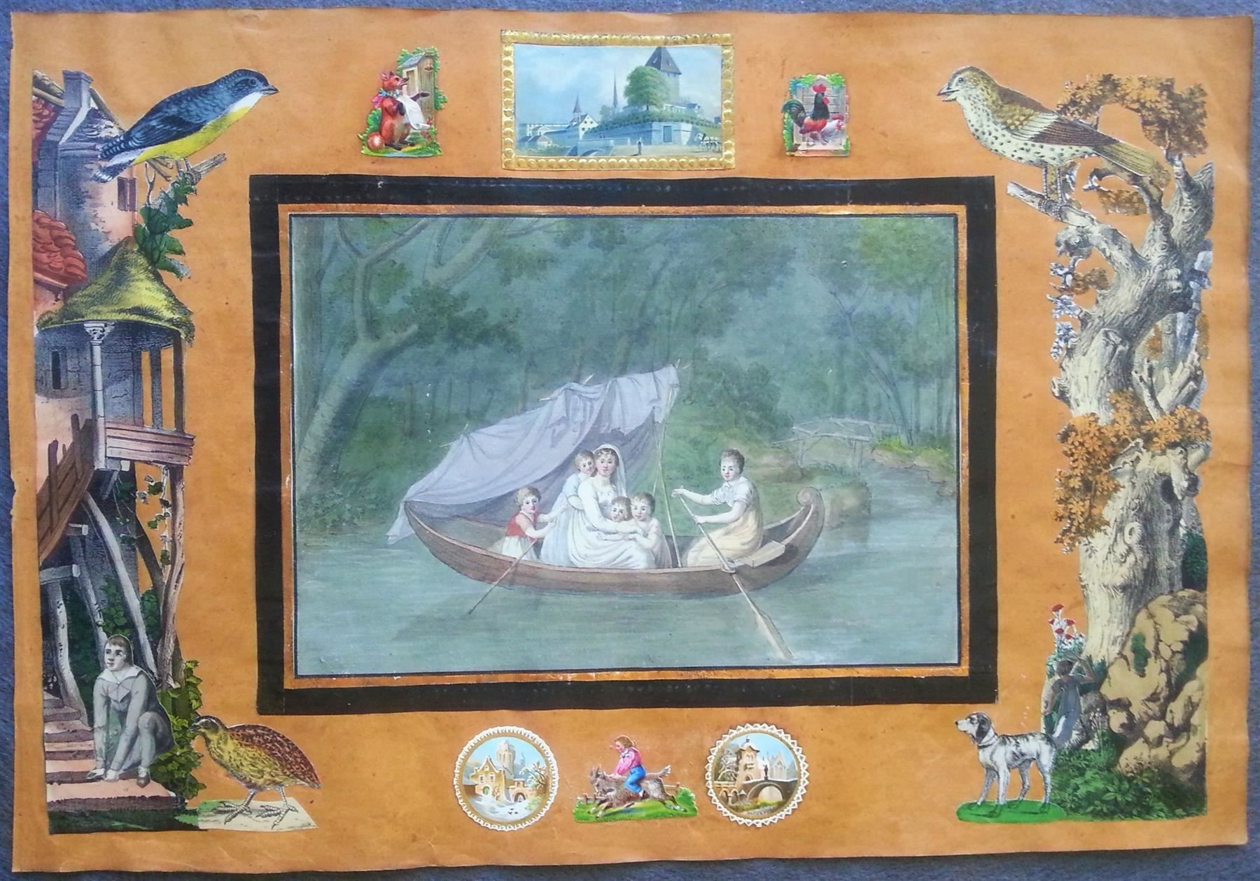 Dipinti: Bild Gemälde Aquarell: Mutter mit Kindern, um 1850 – Usato da Oberriet SG venduto da ganesh435 1