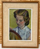 stickendes Mädchen, signiert Alma Lätt / Olten   (ID M243)