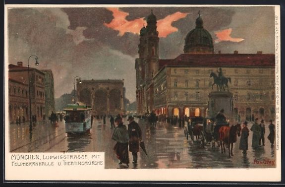 Cartoline postali: Paul Hey: München, Ludwigstrasse mit Fe – Usato da Berlin venduto da bartko-reher