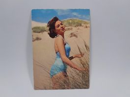 Vintage Pin Up Postkarte - In den Dünen