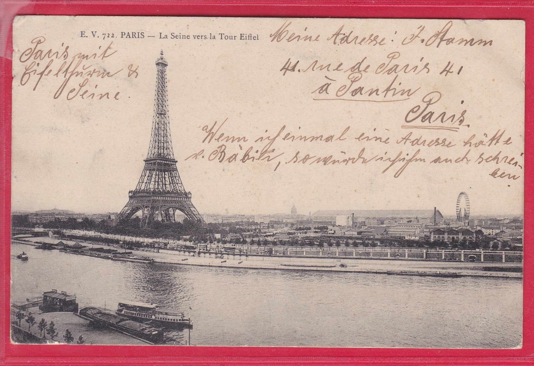 Cartoline postali: PARIS, LA SEINE VERSLA TOUR EIFFEL, 4.7.1909 – Usato da Oberrieden venduto da Gebirgsstelze