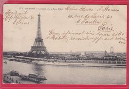 PARIS, LA SEINE VERSLA TOUR EIFFEL, 4.7.1909