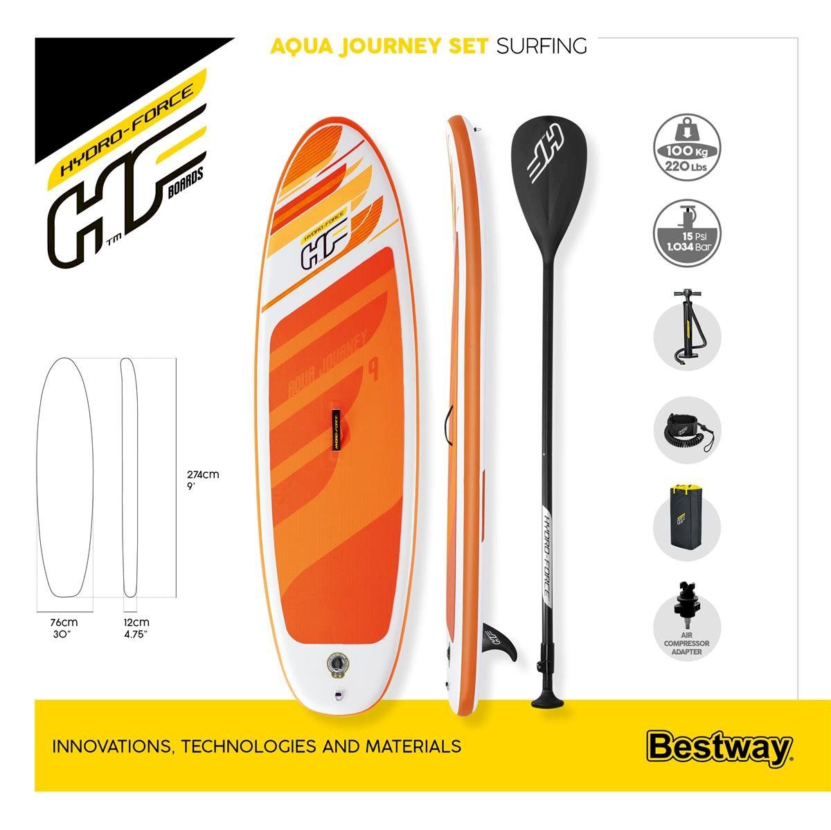 Surfboards & Schwimmbrette: Aqua Journey SUP Allround Board-Set – Neu und originalverpackt aus Bottighofen von zaap 6