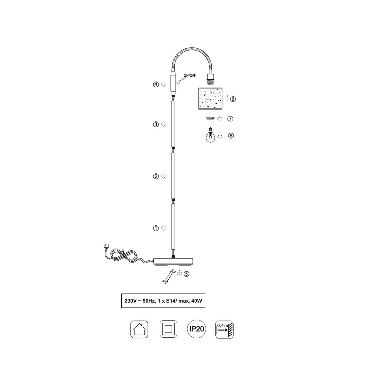 Lampade: Stehleuchte, Stoff, Schalter, 130 cm – Nuovo (secondo la descrizione) da Kreuzlingen venduto da Smart-Light 4