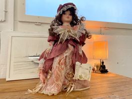 antike Porzellan Stroh Puppe Porcelain Doll