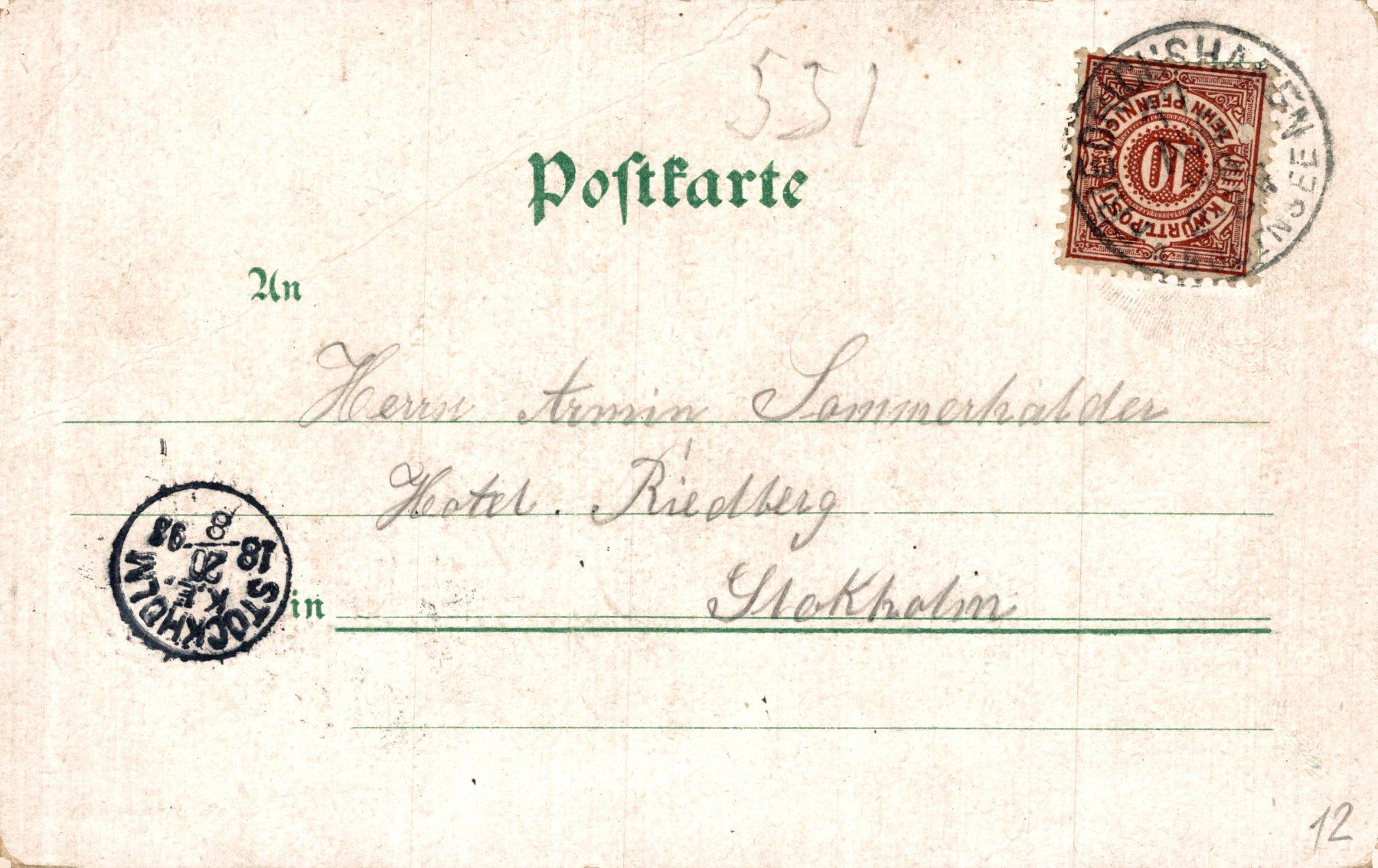 Cartoline postali: Gruss aus Friedrichshafen. 1898 – Usato da Bronschhofen venduto da Astore 1
