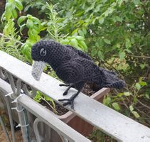 Handgemachter Rabe  Unikat Häkelarbeit  Vogel –Dekoration