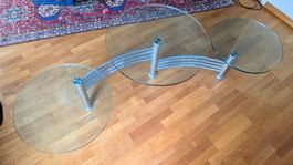 Couchtisch drehbar aus Glas und Metall silber gebraucht