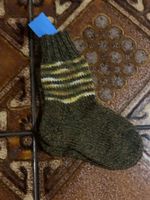 1Paar Handgestrickte Socken Streifen, Baby 9-12 Monate 