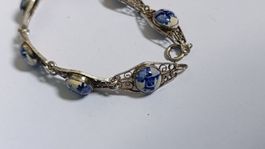Bracelet Vintage Argent & Porcelaine de Delft – Motif Moulin