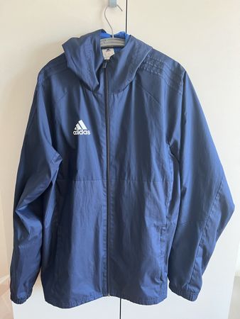 Adidas Regenjacke dunkelblau mit Kapuze Groesse M
