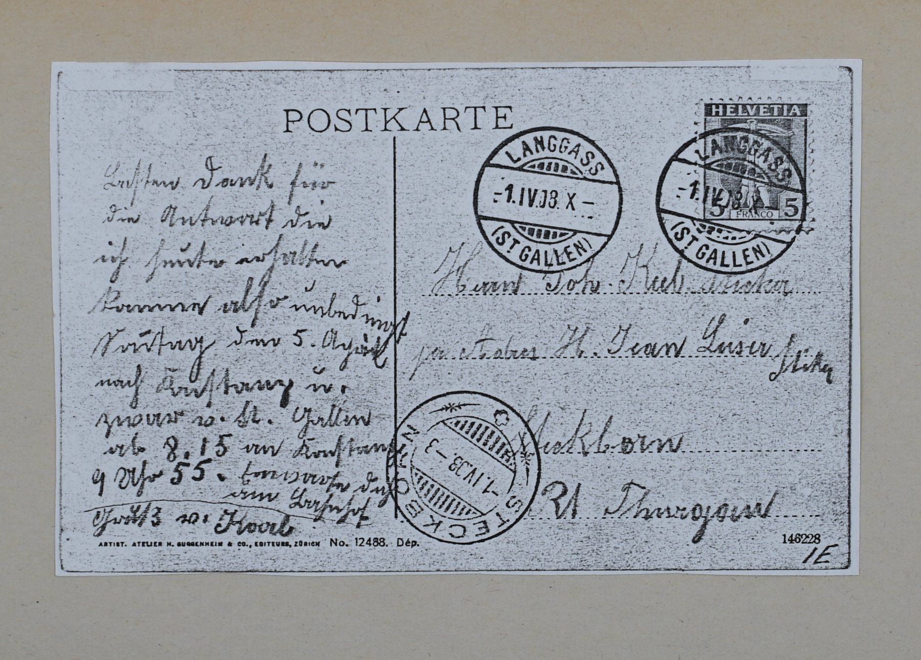 Cartoline postali: Alte Ansichtskarte St. Fiden mit Goldrahmen – Usato da Dürnten venduto da pema28 3