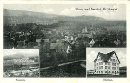 Neuenhof AG 3 Bild AK Brücke, Schulhaus 1921 sehr gut erhalt