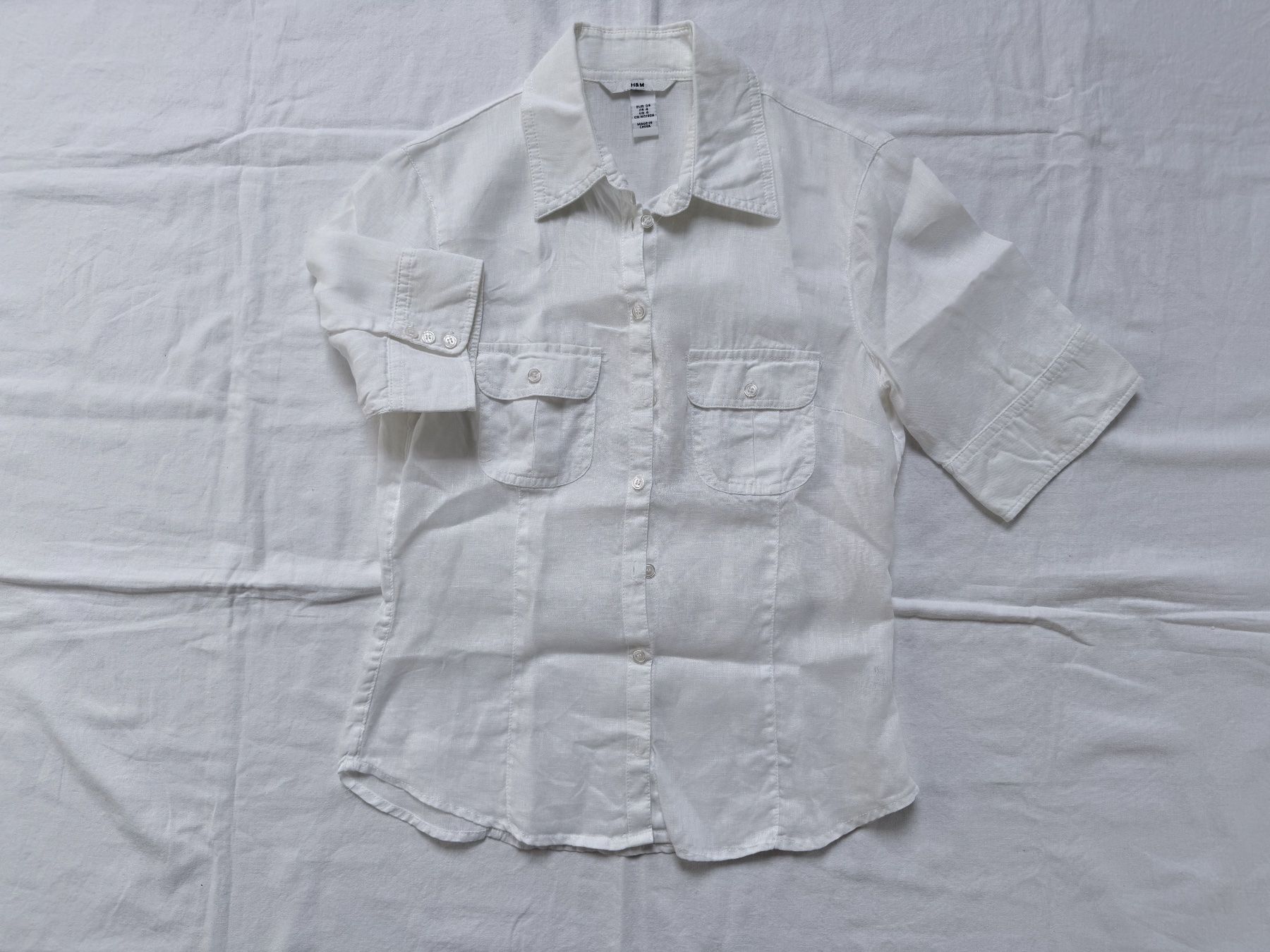 H&M Camicette: H&M, Leinenbluse kurzarm, weiss, Gr. 34 – Nuovo (secondo la descrizione) da Basel venduto da Solaia28