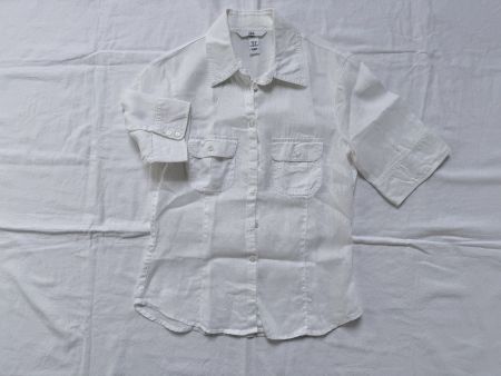 H&M, Leinenbluse kurzarm, weiss, Gr. 34