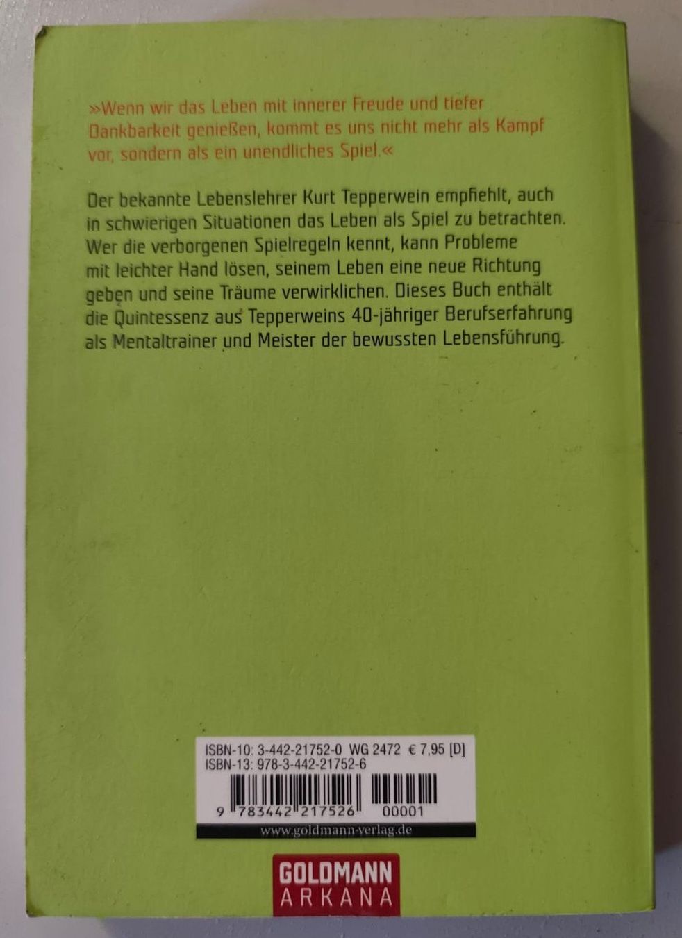 Bücher: Buch: Erfinde dich neu – Kurt Tepperwein – Gebraucht aus Gelterkinden von rofank68 1