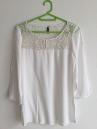 Tunika mit Spitzen  Tunique - Bluse - 34 - weiss- NAFNAF