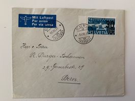 Luftpostbrief 1937 von Burg (Aargau) nach Bern.