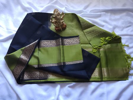 Pure soft silk saree black and green NEW