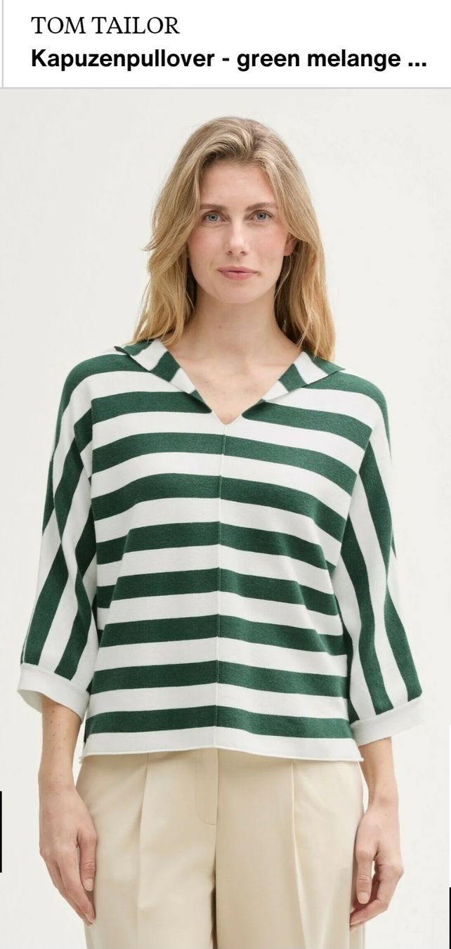 Tom Tailor T-shirts: Tom Tailor Kapuzenpullover, grün-weiss gestreift, Gr. XS – Neuf (Voir description) à Zürich par stefanella 3
