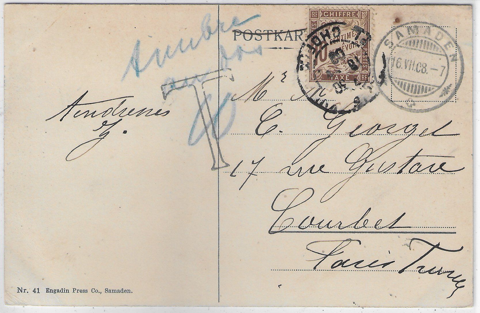 Cartoline postali: Samaden mit Blick auf die Berninagruppe - Litho – Usato da Ettingen venduto da Kartenplanet 1