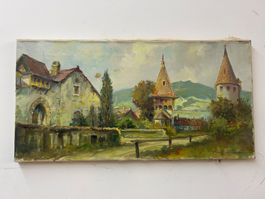 Ölgemälde Leinen von Paul Römme Estavayer am Neuenburgersee