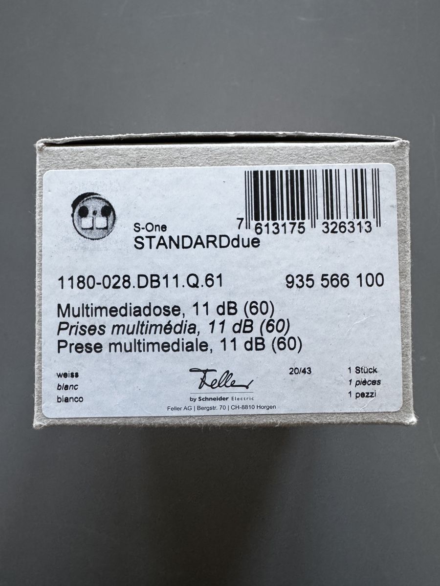 Feller Spine: Feller S-One Standarddue Multimediadose 11dB neu – Nuovo e nell'imballaggio originale da Basel venduto da bau_6tk8