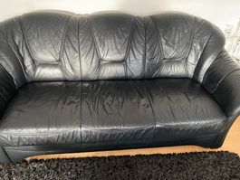 Ledersofas 2er Set schwarz (3er und 2er) in gutem Zustand!