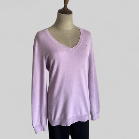 Tommy Hilfiger Pullover L Mauve V-Ausschnitt – Mit Fehlern !