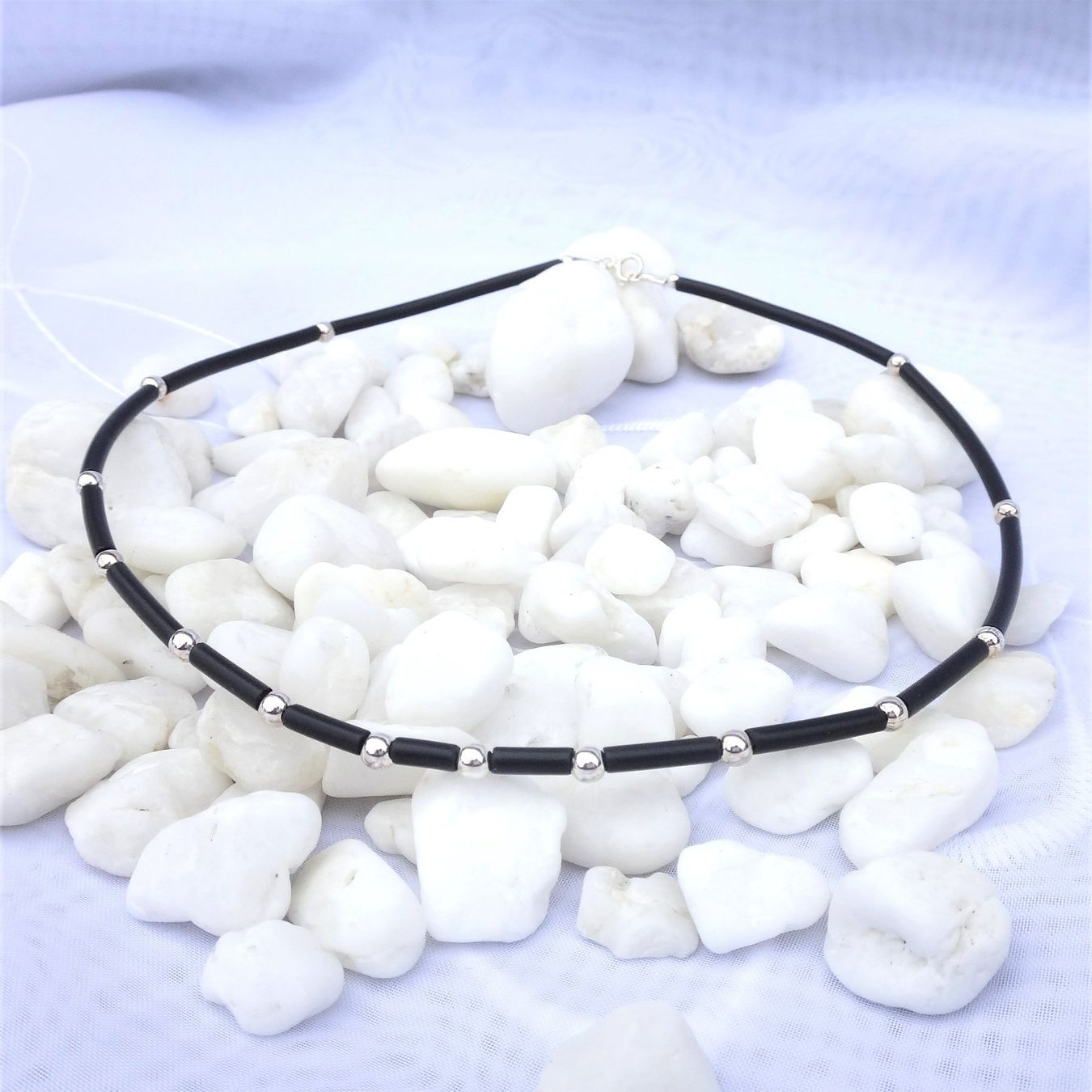 Catenine: Collier - Halskette - Silber 925 - Kautschuk  NEU – Nuovo e nell'imballaggio originale da Dielsdorf venduto da kumsch 1