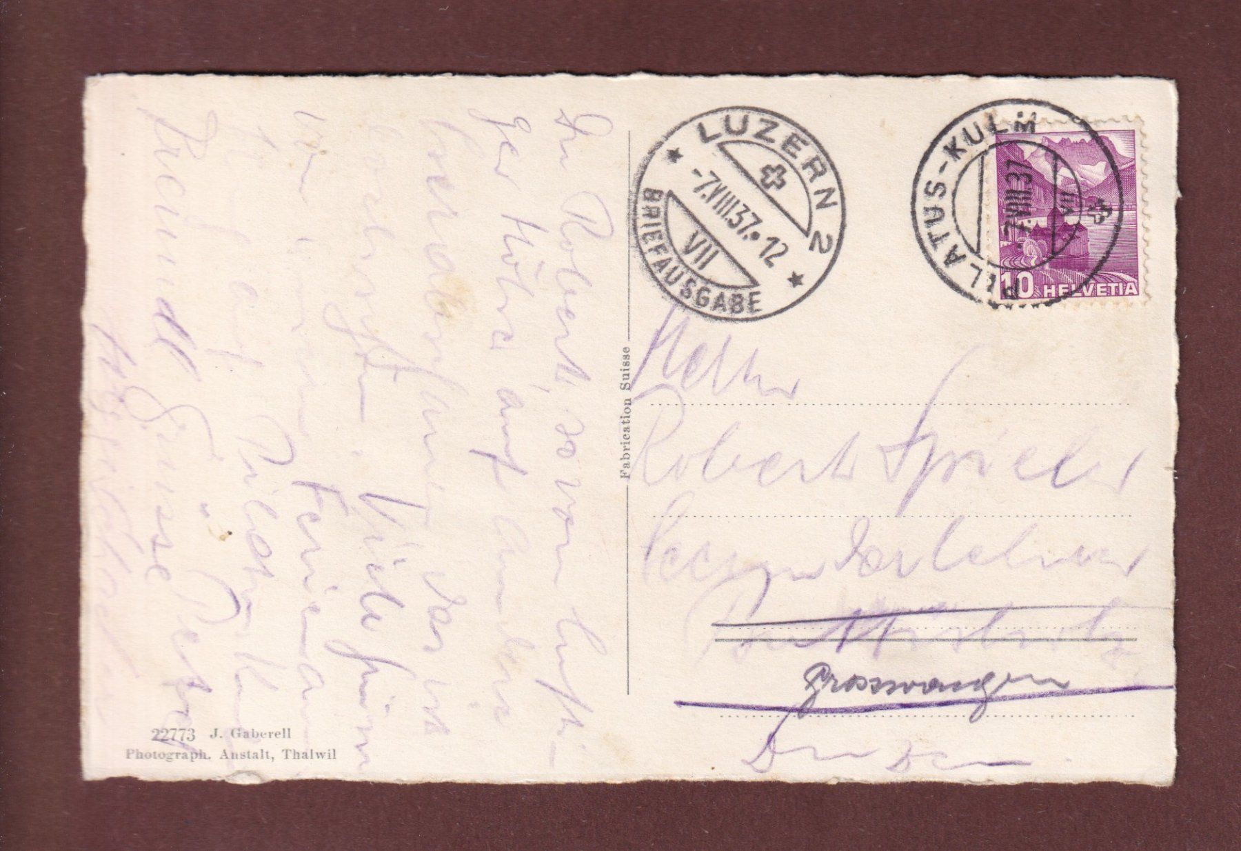 Cartoline postali: PILATUSKULM - Esel - 1937 – Usato da Pully venduto da nicecards-shop 1
