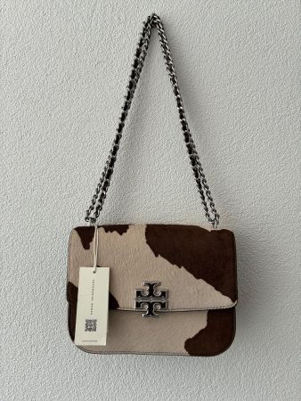 Tory Burch Kuhfell-Tasche mit Kette, neuwertig, Herbst