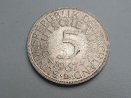 🇩🇪 Germany 5 Mark 1967 D Silver 11.2 g .625