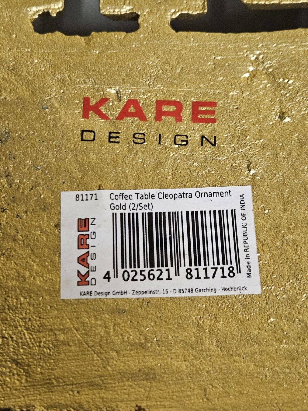Kare Tavoli: KARE Design Coffee Table Cleopatra Ornament, goldig – Usato da Matzingen venduto da seme_products 6